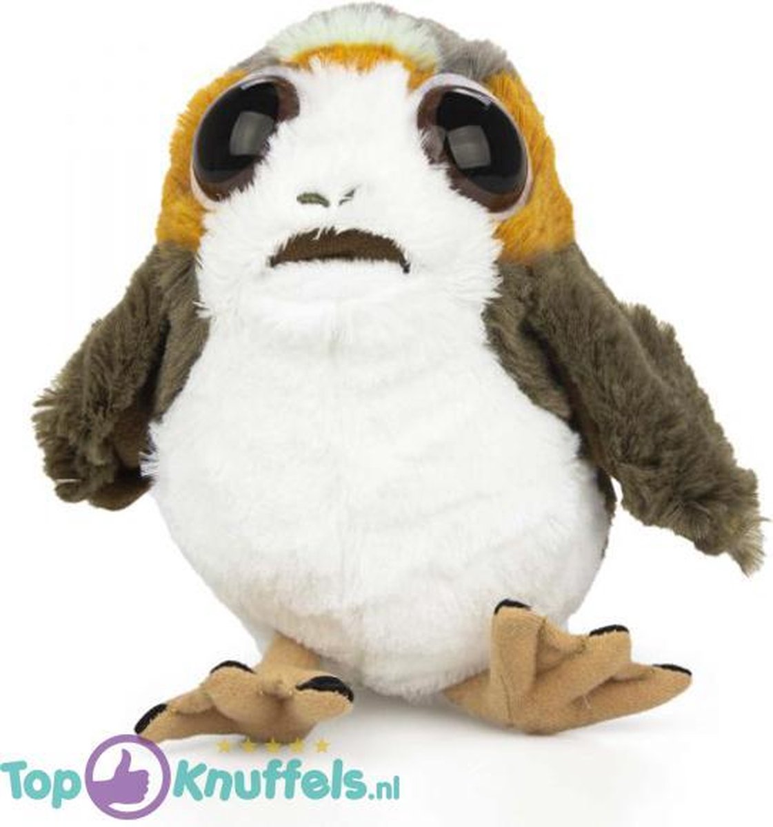 Porg Pluche knuffel Star Wars 22 cm + Star Wars The Mandalorian Sticker | Disney Star Wars Plush Peluche Toy| Star Wars The Last Jedi | Porg friend of Baby Yoda |Speelgoed Knuffeldier Knuffelpop voor kinderen